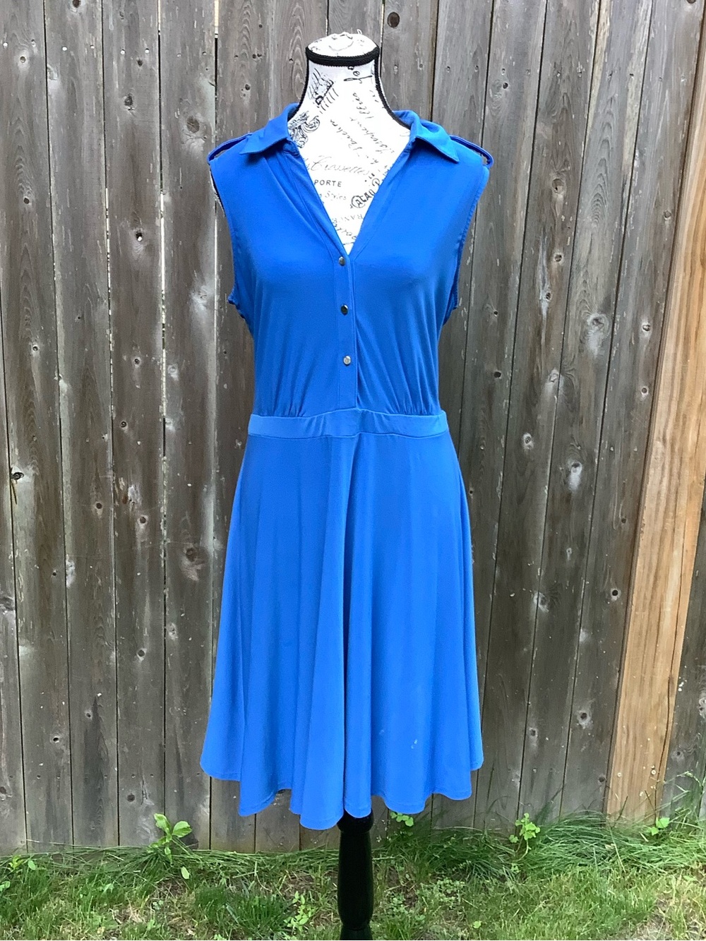 Collection B Royal Blue Sleeveless Collared Midi Dress